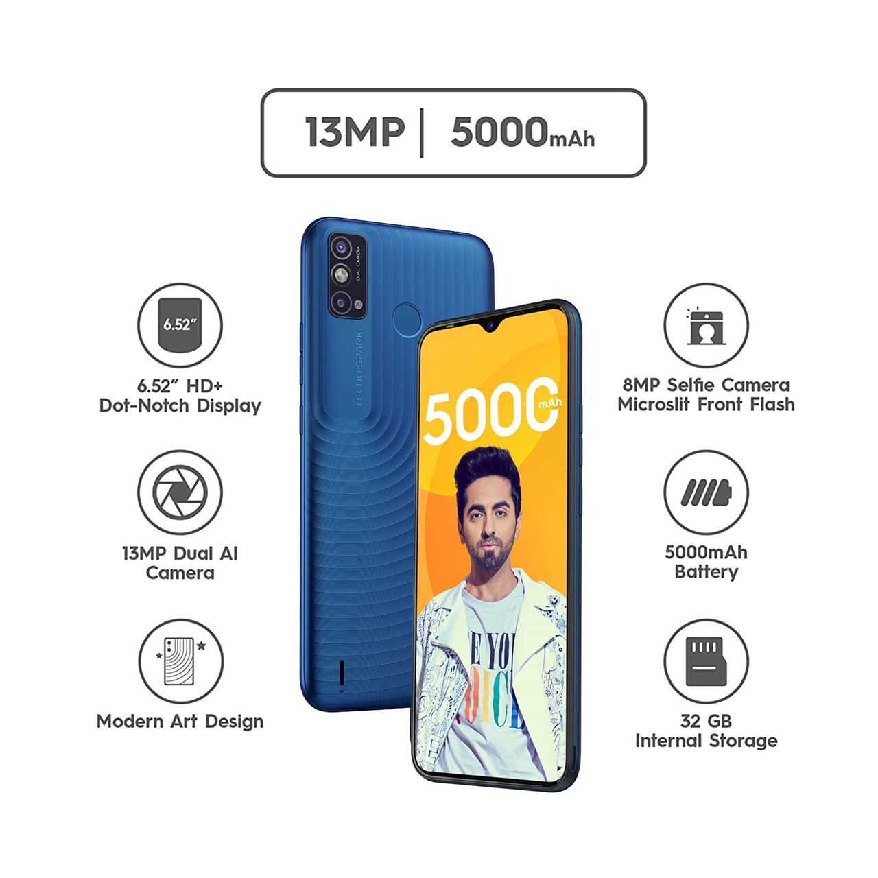 Tecno Mobile KE5 Spark GO 2021 (Galaxy Blue ,2GB RAM ,32GB Storage)