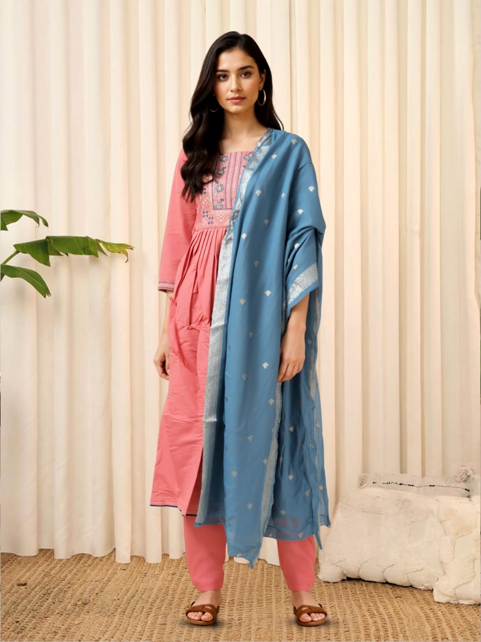 Picture of Embroidered Elegance Kurta with Pant & Dupatta Set