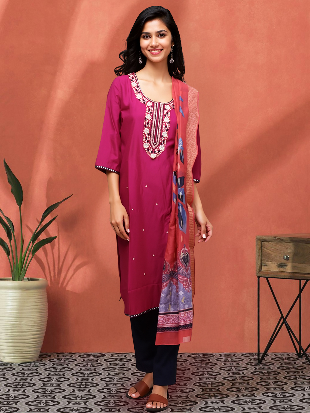 Picture of Embrace Grace in Every Thread Embroidered Kurta with Pant & Dupatta Set