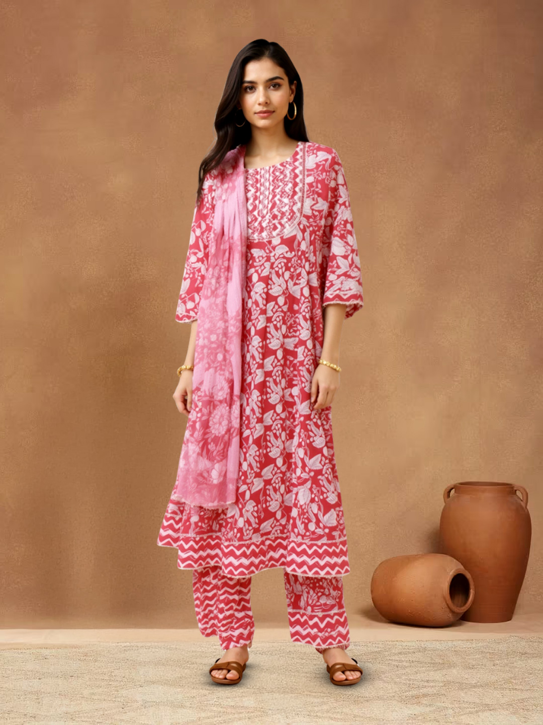 Picture of Bloom in Style Floral Printed  with Palazzo & Dupatta Set