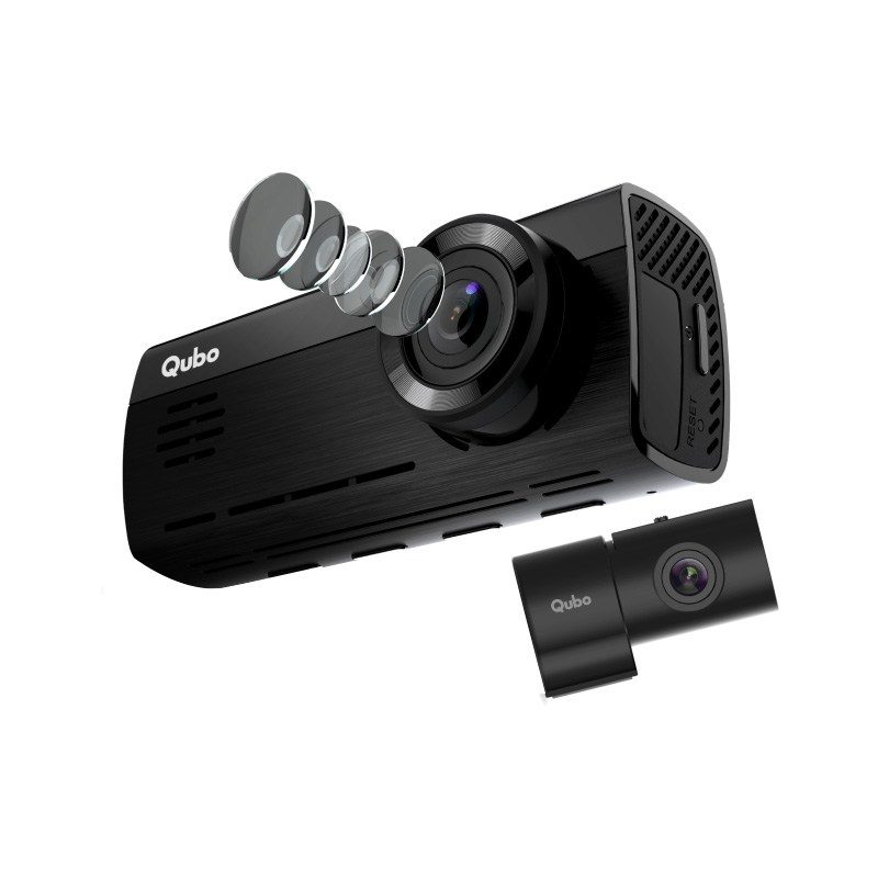 Picture of Qubo Dashcam Pro 4K (Front + Rear) (Dual Channel/ 2.8" LCD/  Built-in GPS, Wi-Fi/ Mic/ App/ NightPulse Vision/ UHD+/ 8MP & 2MP/ Night Vision)