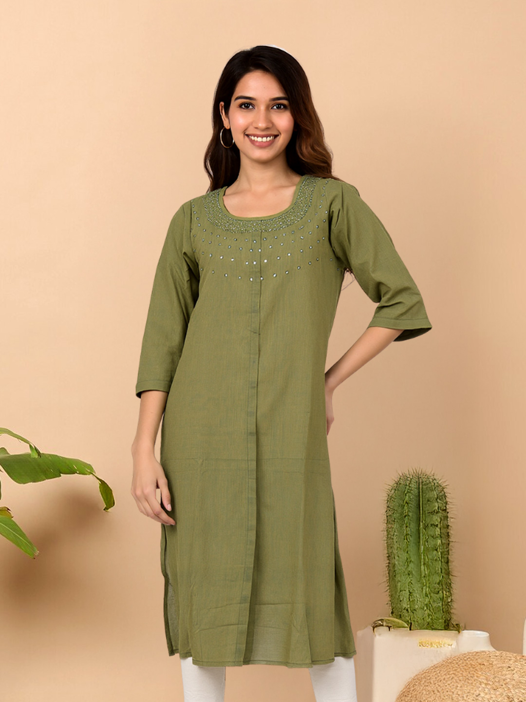 Picture of Embrace Grace with Mirror-Embellished Charm Straight Kurta