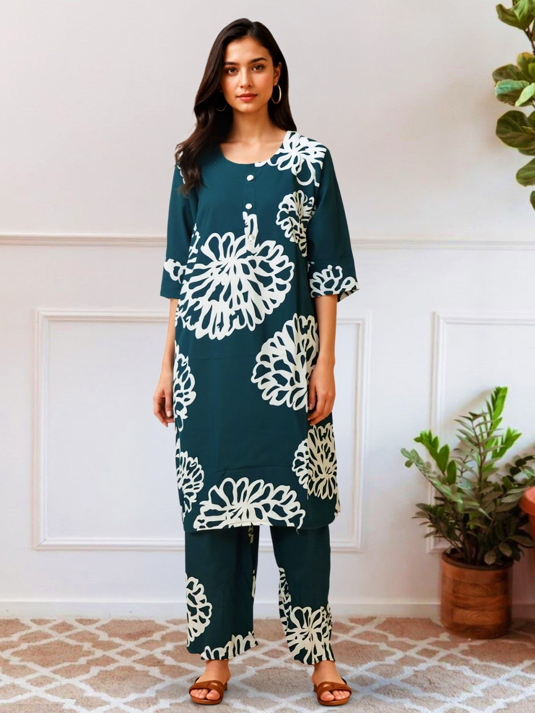Picture of Bold and Beautiful Floral Printed Kurta with Palazzo Set