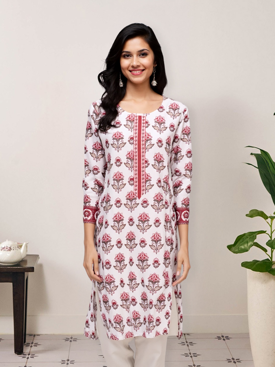 Picture of Elegant Floral Printed Straight  Kurta