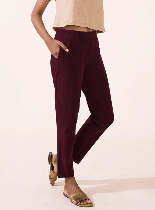 Picture of Burgundy Waist Flared Cigar Pant with Pocket