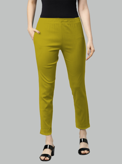 Picture of Olive Mustard Waist Flared Cigar Pant with Pocket