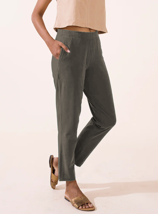 Picture of Charcoal Green Waist Flared Cigar Pant with Pocket
