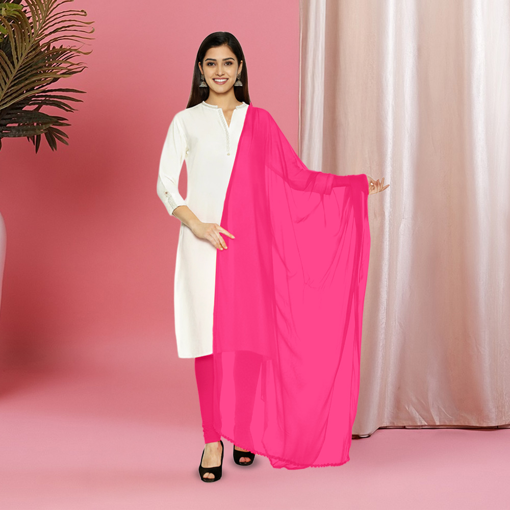 Picture of Women  Hot Pink  Chiffon Solid Dailywear Dupatta