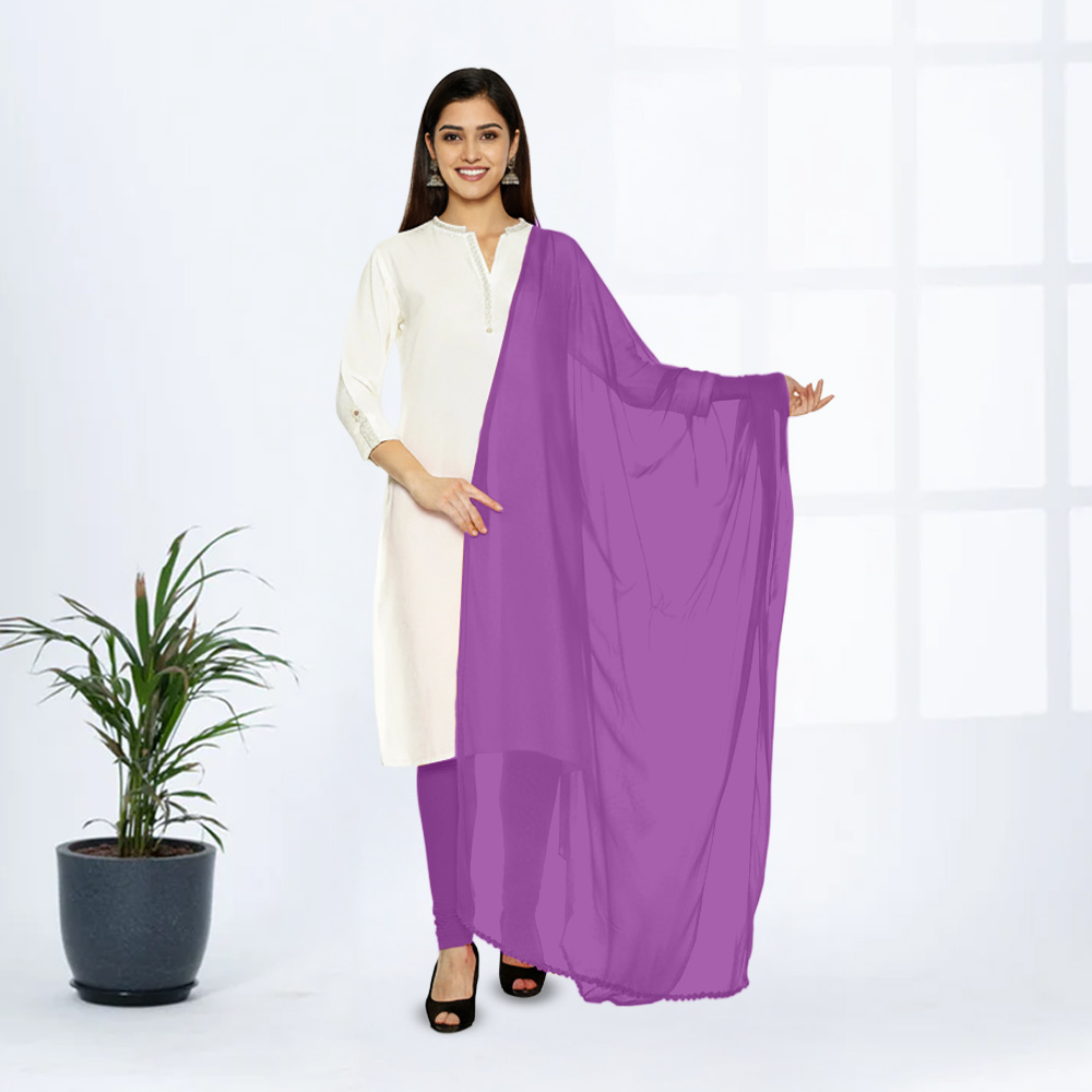 Picture of Women  Lavender Chiffon Solid Dailywear Dupatta