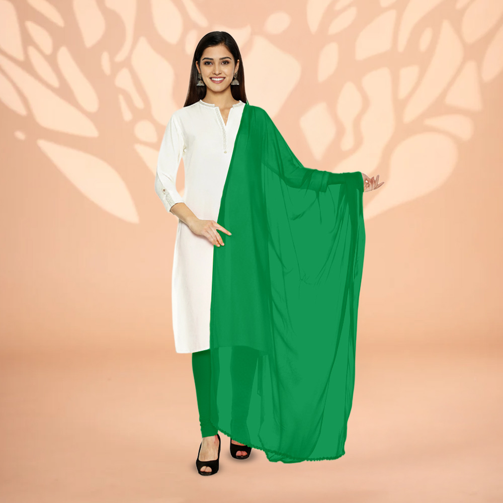 Picture of Women Green	 Chiffon Solid Dailywear Dupatta