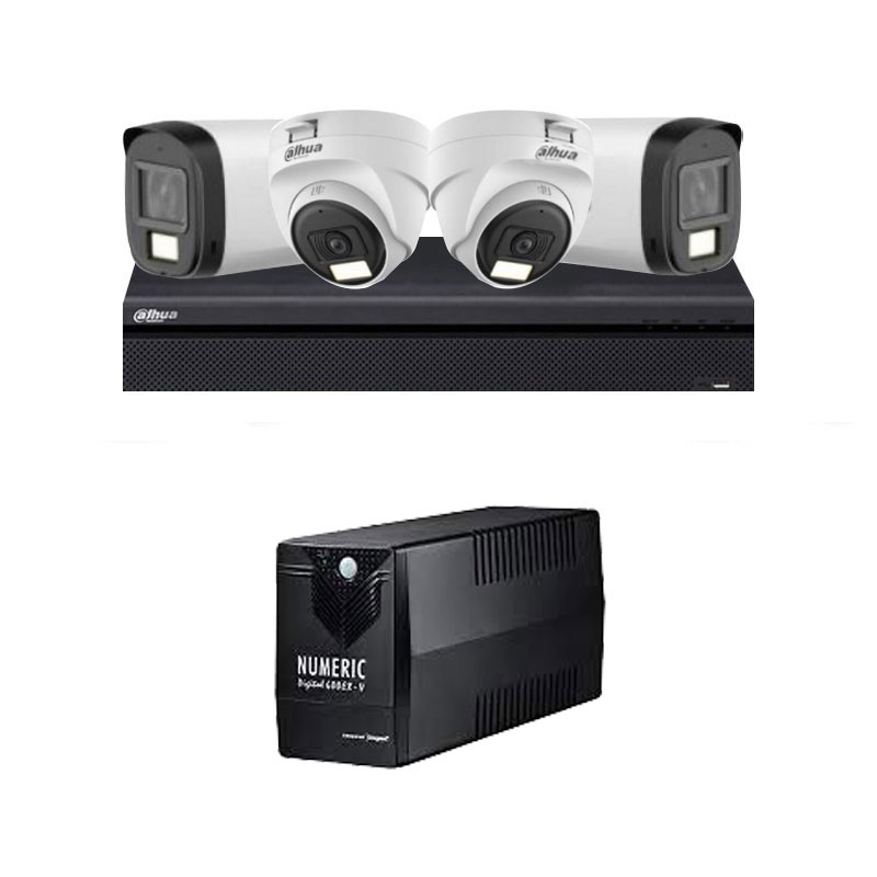 Picture of Dahua 4 CCTV Cameras Combo (2 Indoor & 2 Outdoor CCTV Cameras with Mic) 👨🏻‍🔧CCTV Installation+ DVR + HDD + Accessories + Power Supply  + 90m Cable + NUMERIC UPS