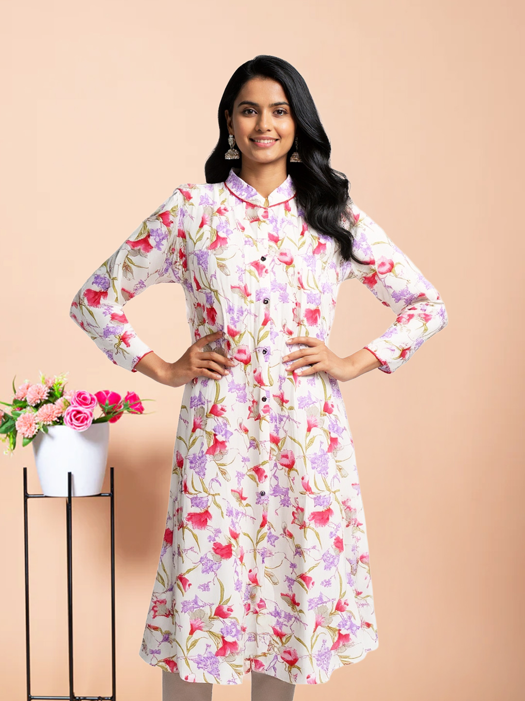 Picture of Floral Printed Stylish Collar Kurta