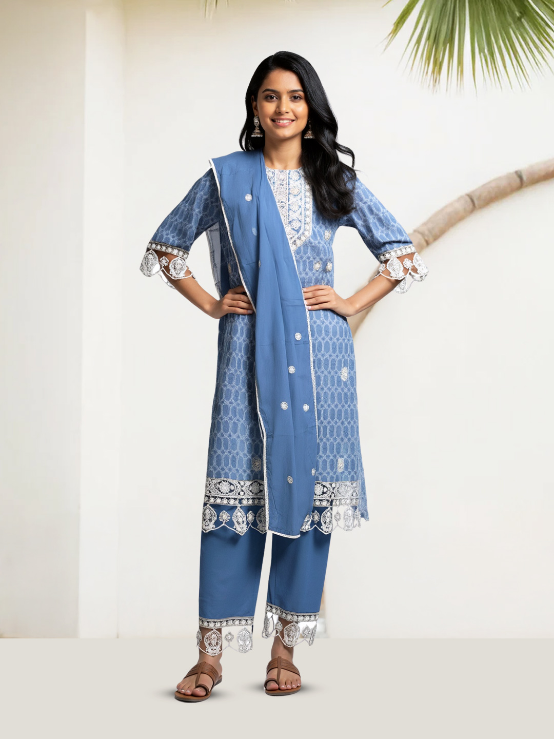 Picture of Elegant Traditional Embroidered Salwar Suit Set