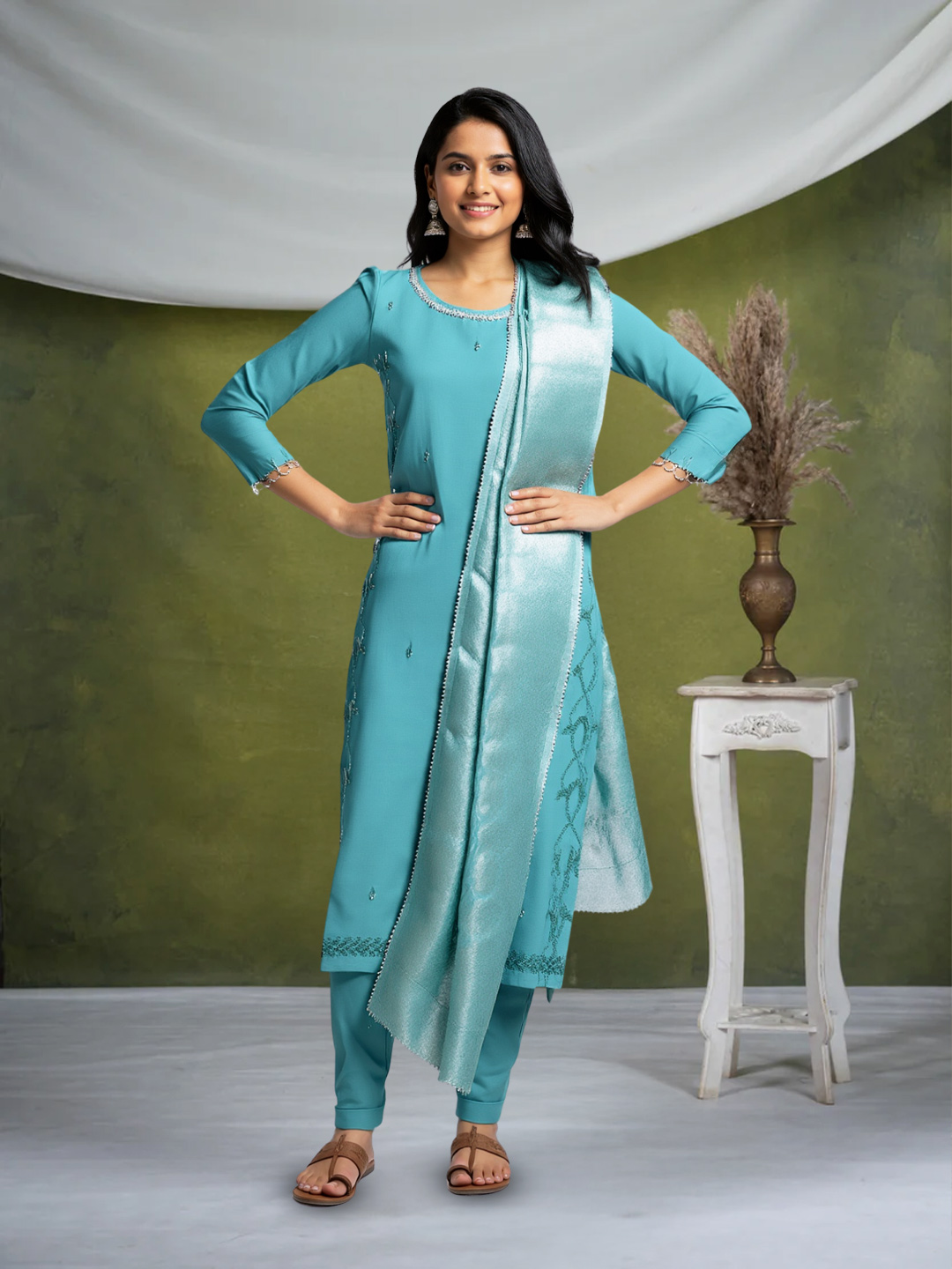 Picture of Tradition and Modern Chic Kurta with Pant & Dupatta Set