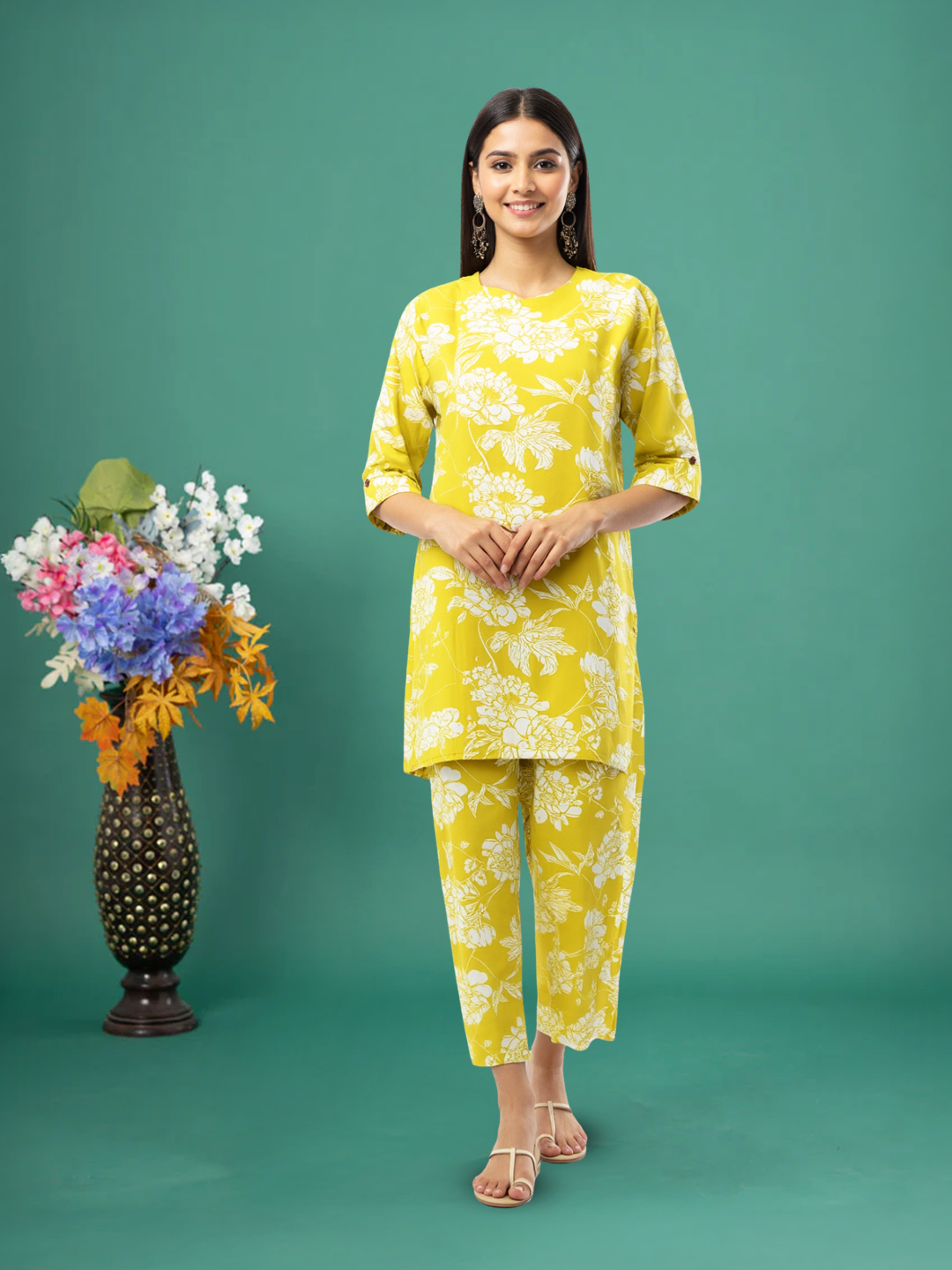 Picture of Floral Printed Top with Palazzo Co-Ord Set