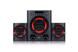 Picture of LG LK72B Powerful Sound 40W, 2.1 Ch Speaker System with Deep Bass sound, Bluetooth, Portable In, Optical, USB, SD Card and FM Radio, Remote Control, Wall mount, Display, Power Saving Mode.