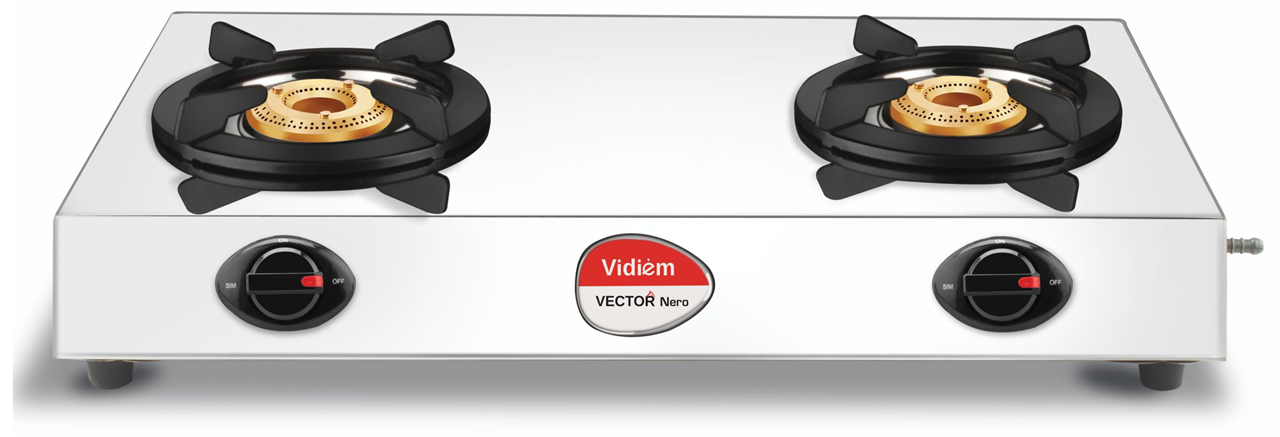 Picture of Vidiem Vector Nero 2Burners Stainless Steel Manual Gas Stove (VIDIEMVECTORNERO2B)