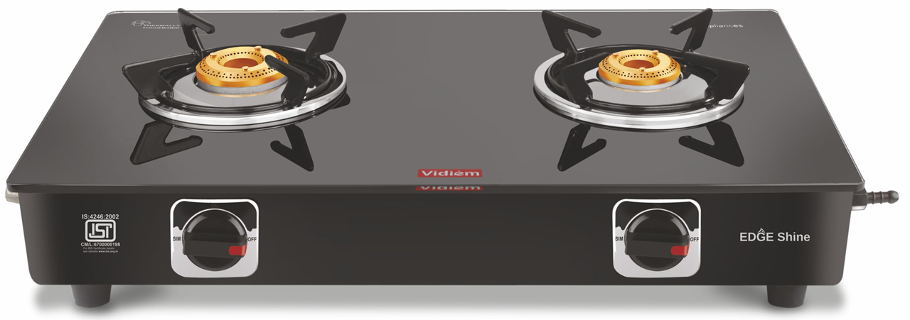 Picture of Vidiem Edge Shine 2 Burners Stainless Steel Gas Stove (VIDIEMEDGESHINE2B)