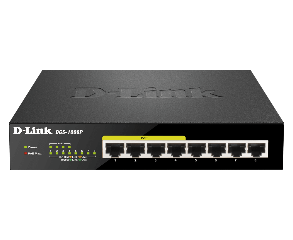 Picture of D-Link DGS-1008P Unmanaged Switch (4 PoE 4 Port Normal)