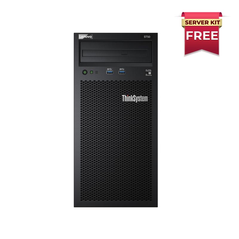 Picture of Lenovo ThinkSystem ST50 Tower Server, Intel Xeon E-2224G (3.5GHz, 4Core) Processor with 8GB RAM & 1TB 7.2K RPM SATA Hard Disk, 3 Year Warranty by Lenovo