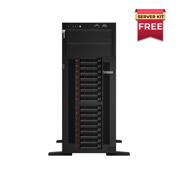 Picture of Lenovo ThinkSystem ST550 Tower Server, Intel Xeon 4208 (2.1GHz, 8Core) Processor with 16GB RAM & 2 x 1.2TB 10K RPM SAS Hard Disk, 3 Year Warranty by Lenovo