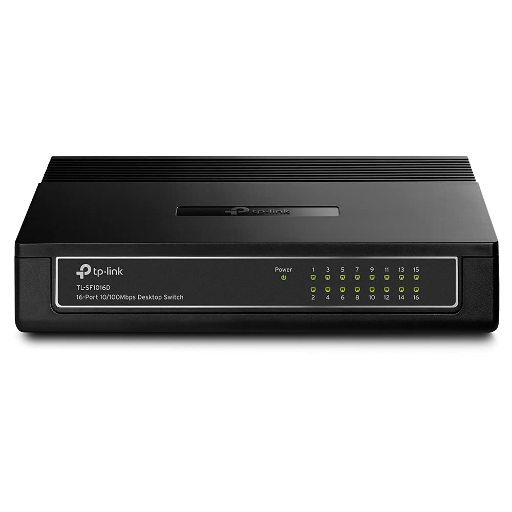 Picture of TP-Link 16 Port 10/100Mbps Fast Ethernet Switch | Desktop or Wall-Mounting | Plastic Case Ethernet Splitter | Unshielded Network Switch | Plug and Play | Fanless Quiet | Unmanaged (TL-SF1016D)
