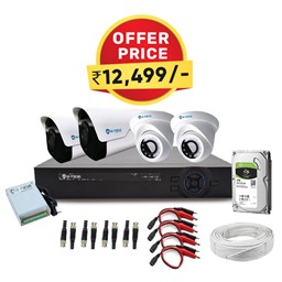Picture of Hi-Focus Security Solutions With 2MP HD Camera-Indoor&Outdoor,1TB Hard Disk,4 Channel DVR,90M Cables with Required Accessories for Home/Offices ( Combo Set)