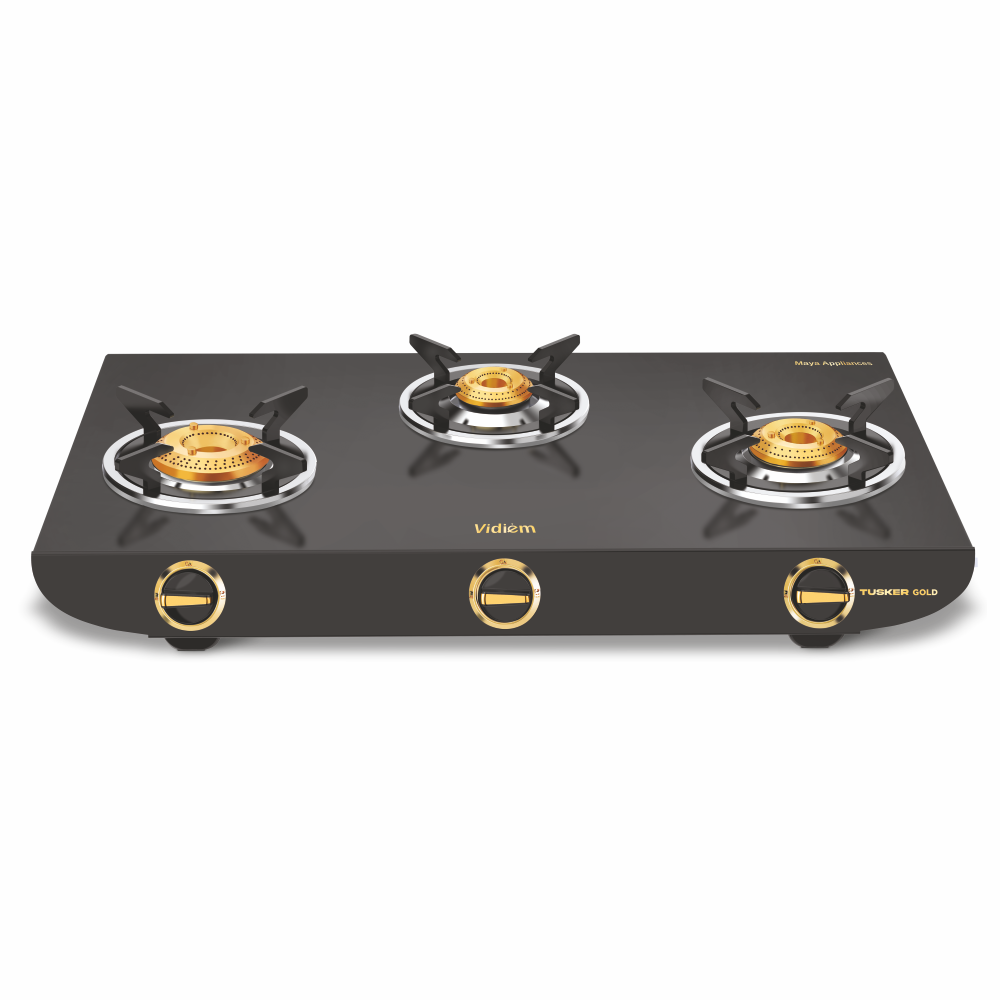 Picture of Vidiem Tusker Gold 3Burners Steel Manual Gas Stove (VIDIEMTUSKERGOLD3B)