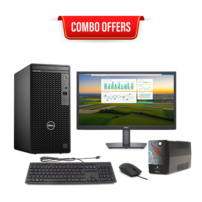 Picture of Dell Desktop Optiplex 3080MT CI3 10105|4GB DDR4|1TB HDD|Ubuntu E2020H|3 Years Warranty + ZEBRONICS 600 VA UPS