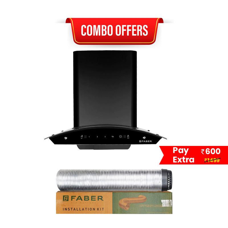 Faber Chimney Sunny HC SC BK 60 + Faber Installation Kit sathya.in