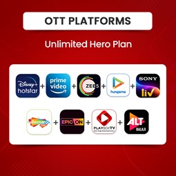 Picture of ALT Balaji + Amazon Prime+Epic-ON+Hotstar+Hungama+PlayboxTV+  Shemaroo+Sony LIV+ZEE5, Unlimited Hero Plan
