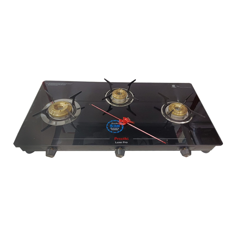 Picture of Preethi Luxe Pro 3Burners Glass Top Gas Stove (LUXEPRO3B)