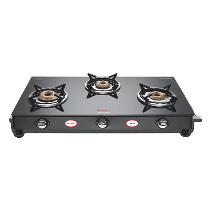 Preethi Sparkle 3Burners Glass Top Gas Stove (SPARKLE3BBATI) sathya.in