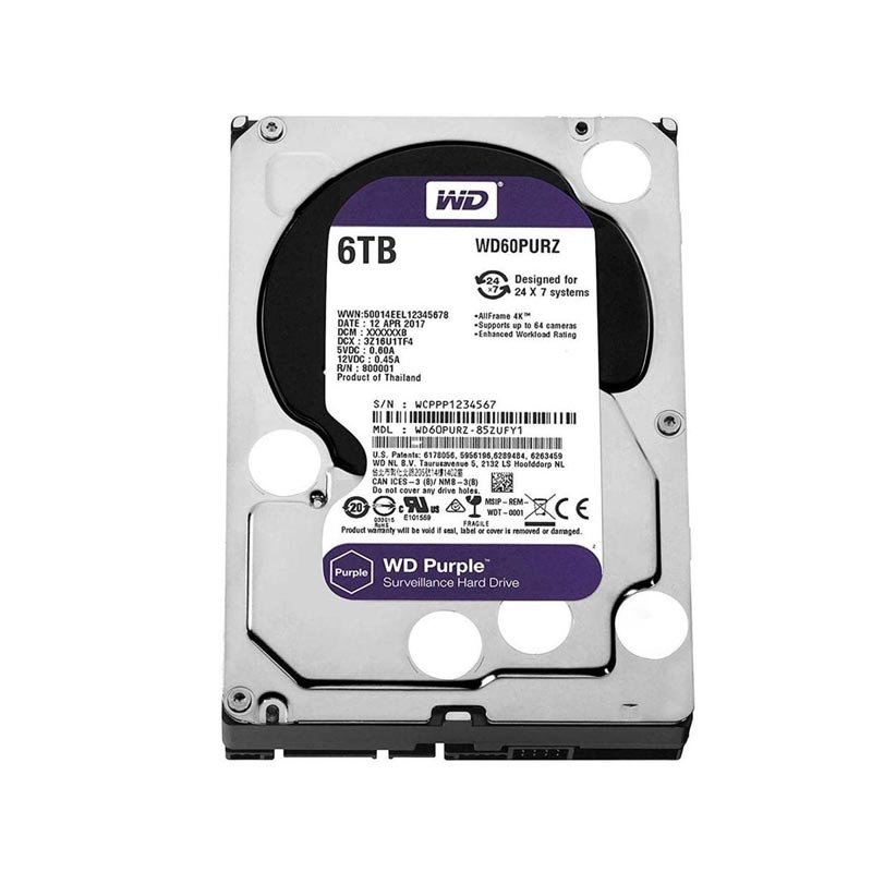 Picture of Western Digital 6TB Internal Surveillance Hard Drive  (3.5" / Interface : SATA/ 2 Years Warranty)