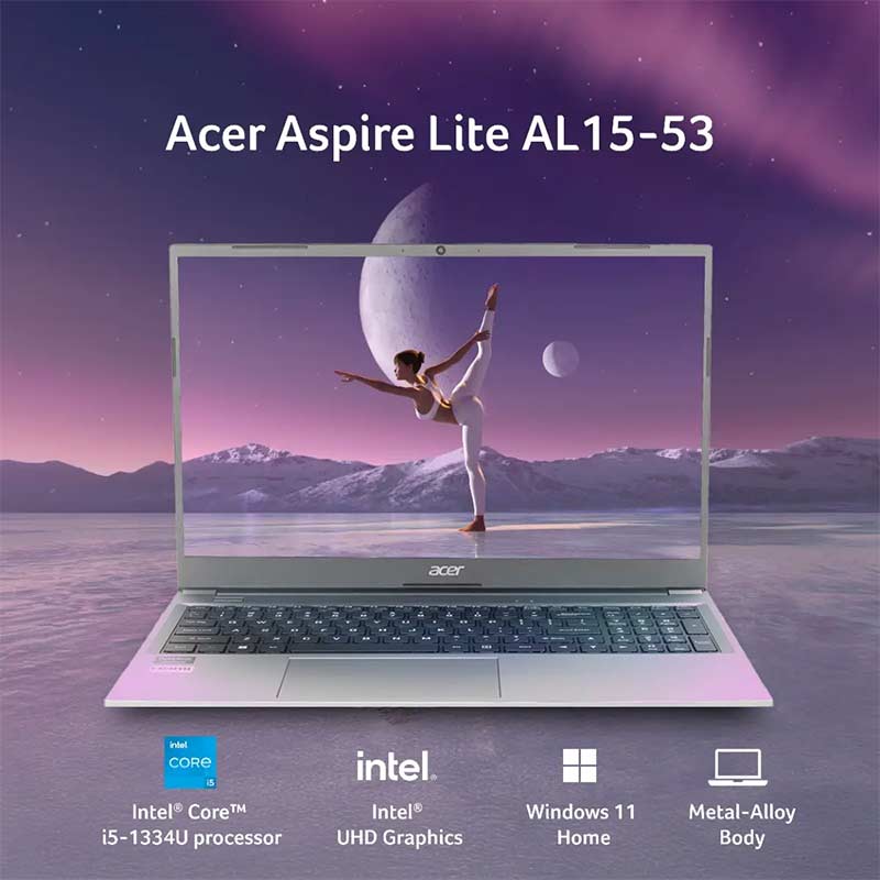 Picture of Acer Aspire Lite - 13th Gen Intel Core i5-1334U 15.6" (39.6 cm) AL15-53 Thin & Light Laptop (16GB/ 512GB SSD/ Full HD Display/ Backlit Keyboard/ Intel UHD Graphics/ Windows 11 Home/ 1Year Warranty/ Steel Gray/ 1.59 Kg) 