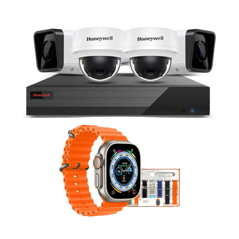 Picture of Honeywell 4 CCTV Cameras Combo (2 Indoor & 2 Outdoor CCTV Cameras) 👨🏻‍🔧 With CCTV Installation + 4CH DVR + HDD + Accessories + Power Supply + 90m Cable + Smart watch (7-in-1 Strap) 