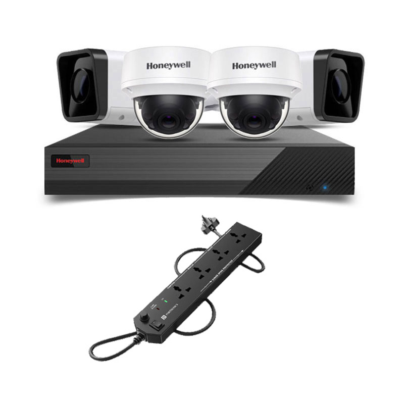 Picture of Honeywell 4 CCTV Cameras Combo (2 Indoor & 2 Outdoor CCTV Cameras) 👨🏻‍🔧 With CCTV Installation + 4CH DVR + HDD + Accessories + Power Supply + 90m Cable + Power Strip