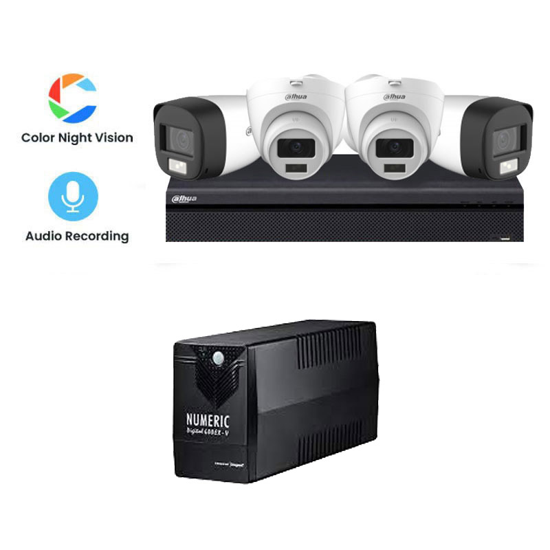 Picture of Dahua 4 CCTV Cameras Combo (2 Indoor & 2 Outdoor CCTV Cameras) (Colour View With Mic)  + 4CH DVR + HDD + Accessories + Power Supply + 90m Cable + Power Extension Board