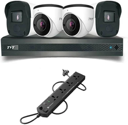 Picture of TVT 4 CCTV Cameras Combo (2 Indoor & 2 Outdoor CCTV Cameras) + DVR + HDD + Accessories + Power Supply + 90m Cable+ installation