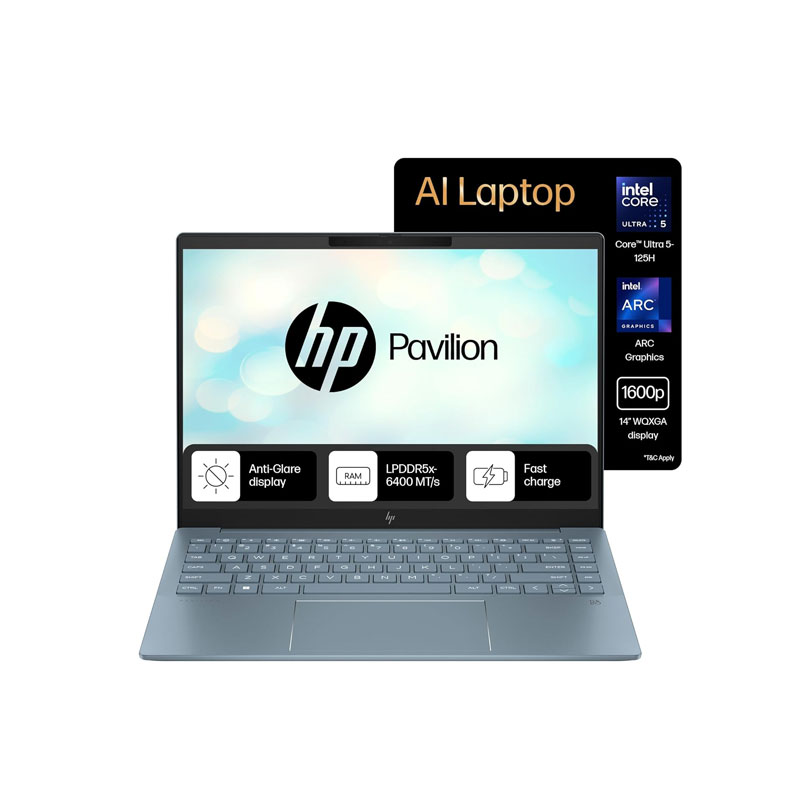Picture of HP Pavilion Plus - Intel Ultra 5 125H 14" (35.6 cm) 14-ew1112TU Thin & Light Laptop (16GB/ 512GB SSD/ WQXGA  IPS Display /  Intel Arc Graphics/ Backlit Keyboard/ Camera Privacy Shutter/ Windows 11 Home/ Office Home 2024/ Blue/ 1 Year Warranty/ 1.44 Kg)