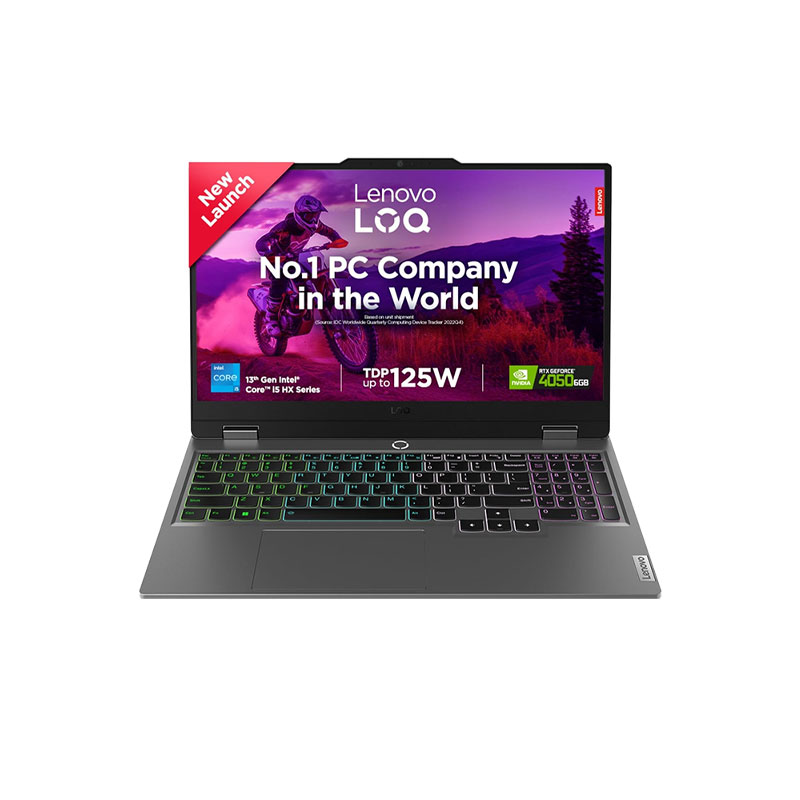 Picture of Lenovo LOQ - Intel Core i5-13450HX 15.6" (39.6cm) 83DV007GIN Gaming Laptop (16GB/ 512GB SSD/ Full HD Display/ NVIDIA GeForce RTX 4050 6GB GDDR6/ E-shutter/AI-Powered Gaming PC /Ethernet Port /Anti-glare /Windows 11 Home/ Office Home 2021/ 1Year Warranty/ Luna Grey/ 2.38Kg)