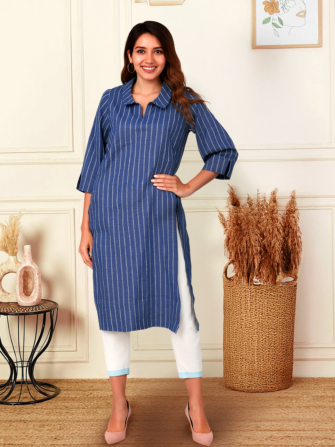 Picture of Easy Elegance Striped Straight Collar Kurta